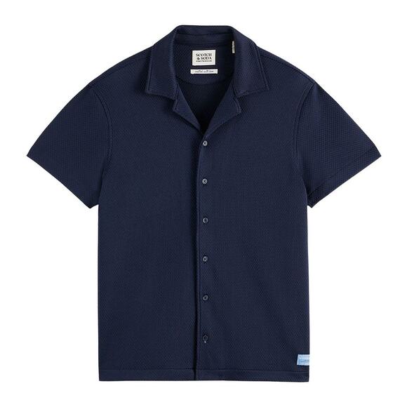 Scotch & Soda Popcorn Jersey Short Sleeve Button-Up Camp Shirt - Picture 1 of 7